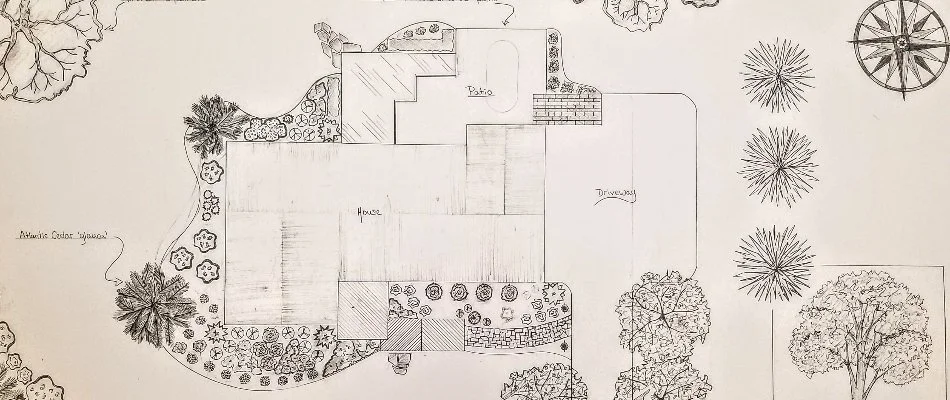 2D design rendering of landscaping for a property in Spinnerstown, PA.