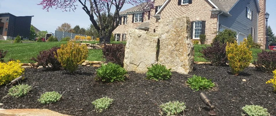 Landscaping in front of a house in Alburtis, PA.