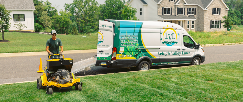 Overseeding applied for a new lawn in Emmaus, PA.