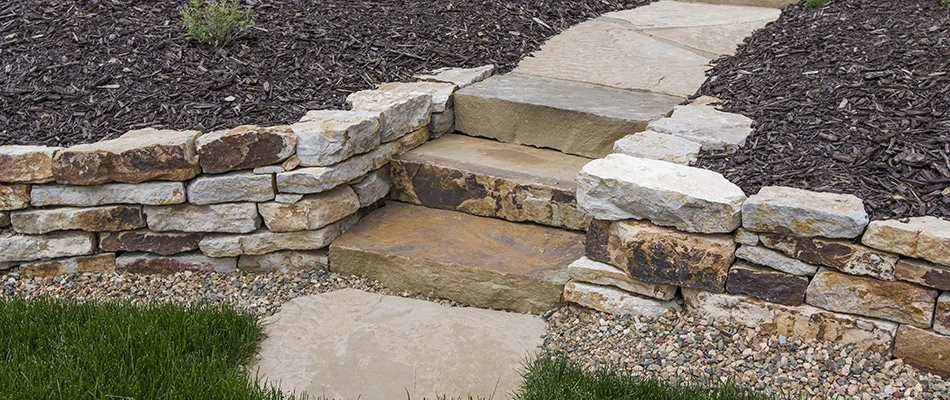 Outdoor steps made of Siloam pavers in Emmaus, PA.